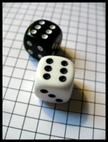 Dice : Dice - 6D - Pair One White and One Black With Reverse Colored Pips